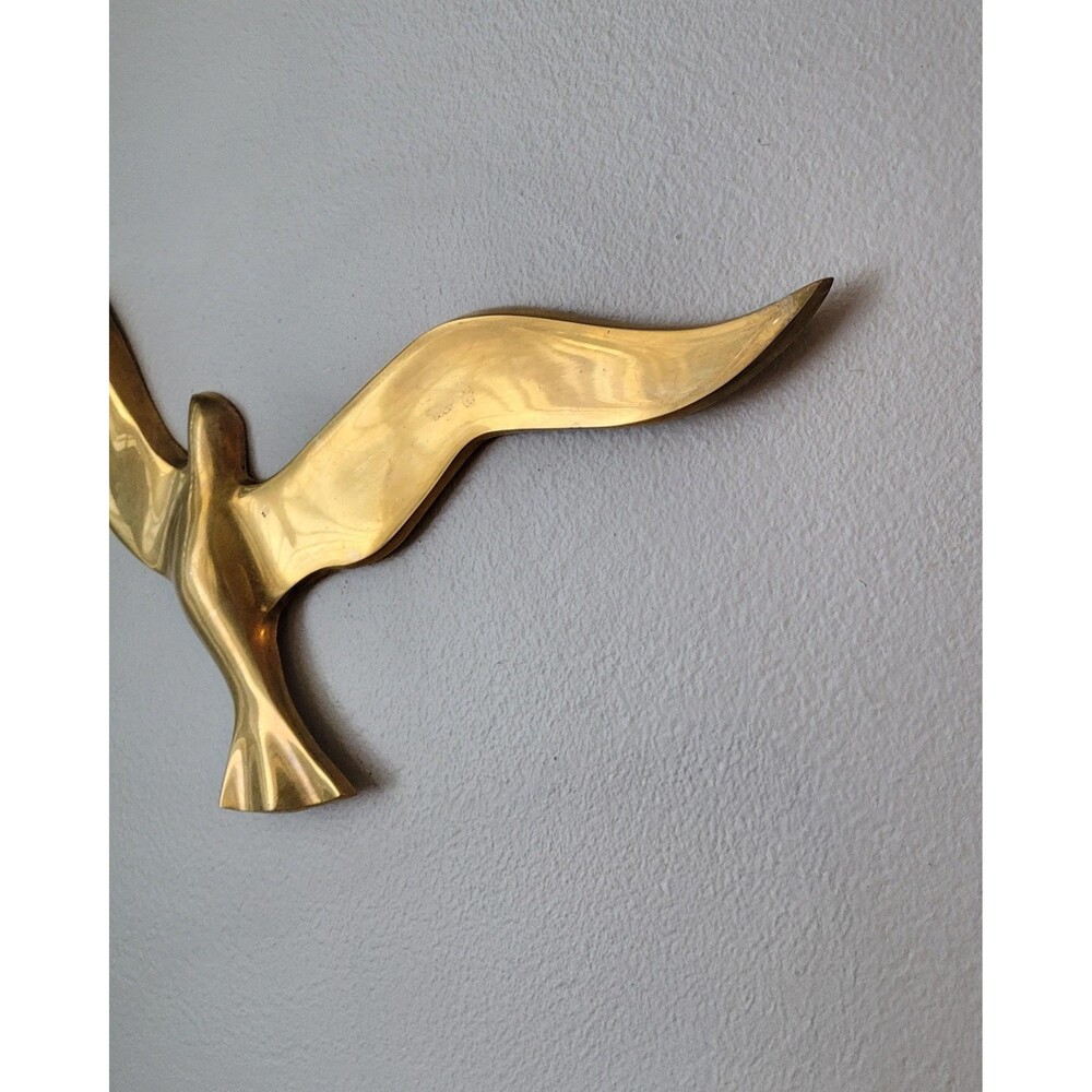 Vintage Brass Flying Seagull Gallery Wall Art Hanging 1970s - Picture 3 of 11